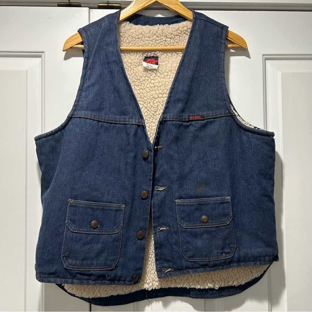 Blue Denim Sherpa-Lined Vest